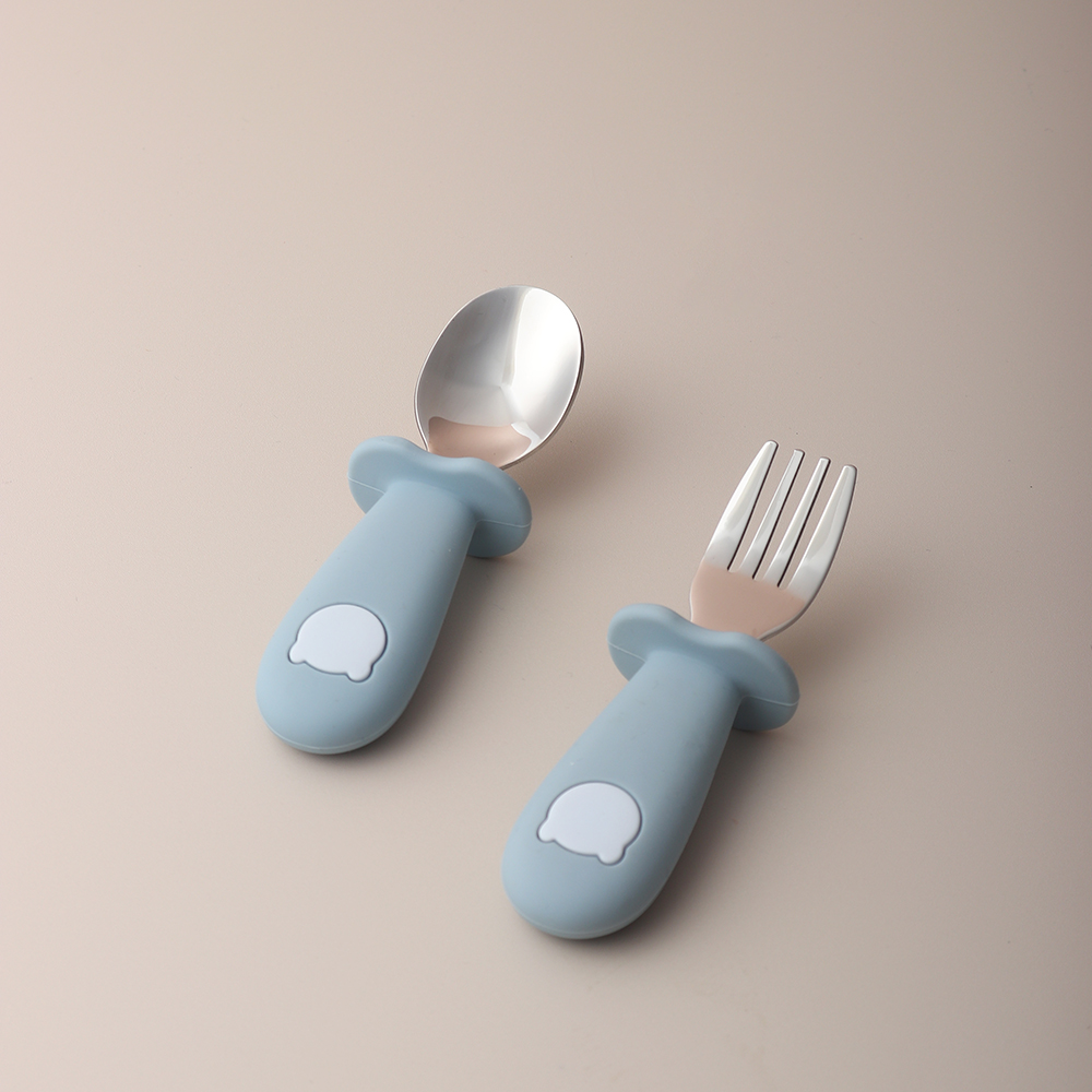 Baby Food Utensils - Colher e Garfo de Silicone em