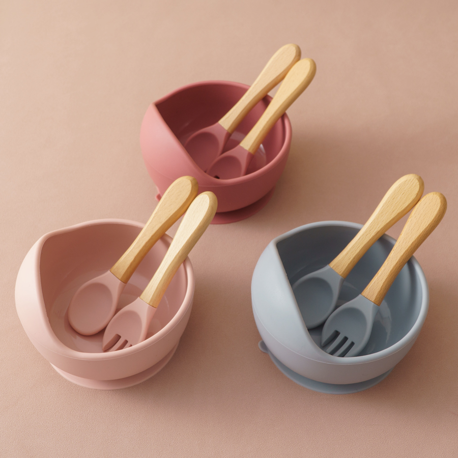 Baby Food Utensils - 3 pçs silicone conjunto de tigela