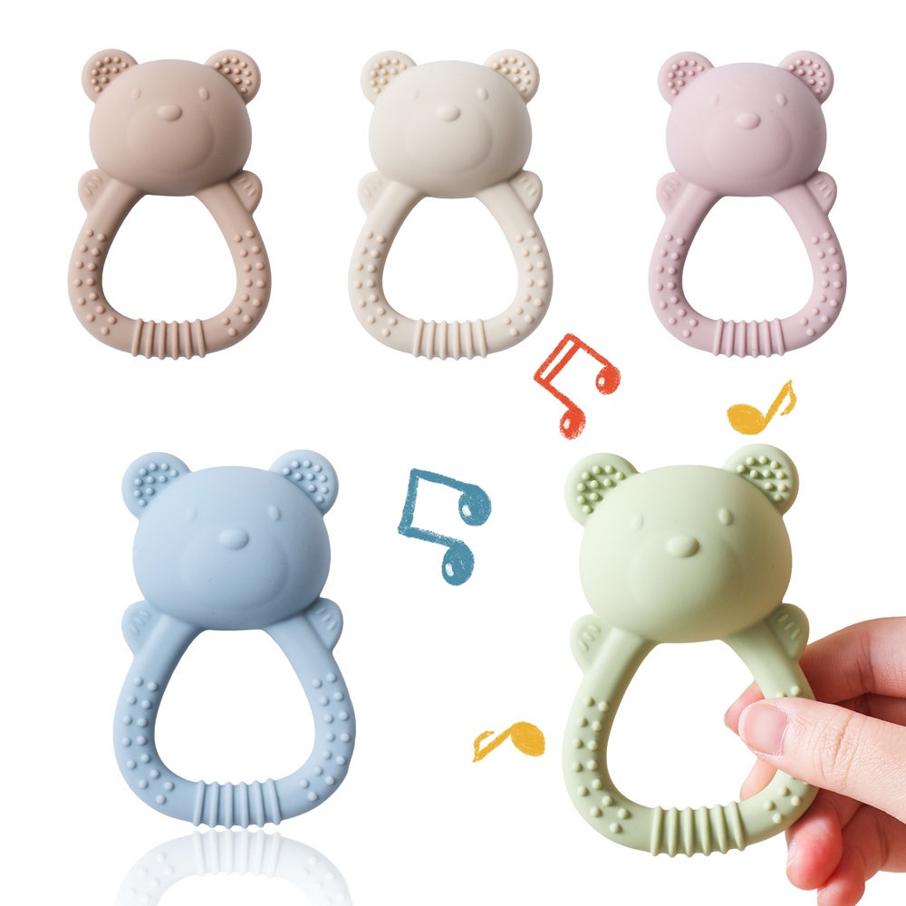Baby Food Natural - Bebê silicone mordedor urso mão sino