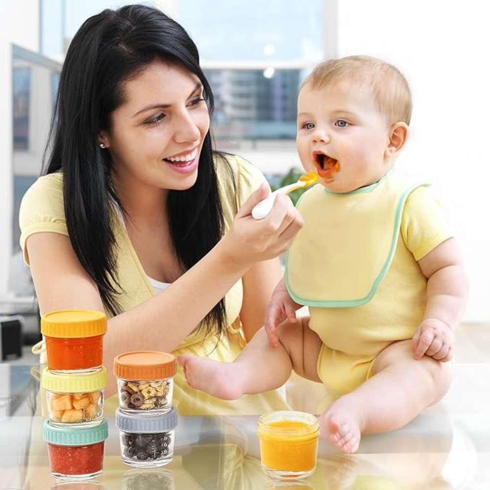 Baby Food Glass Containers - Conjunto de 6 Potes de Vidro
