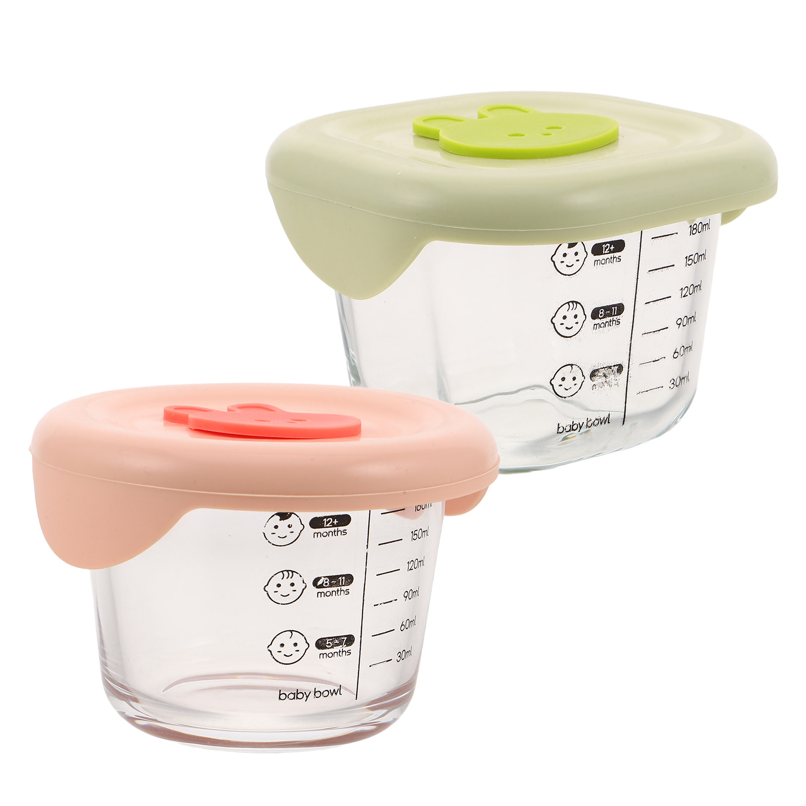 Baby Food Glass Containers - 2 Peças de Recipientes de Armazenamento