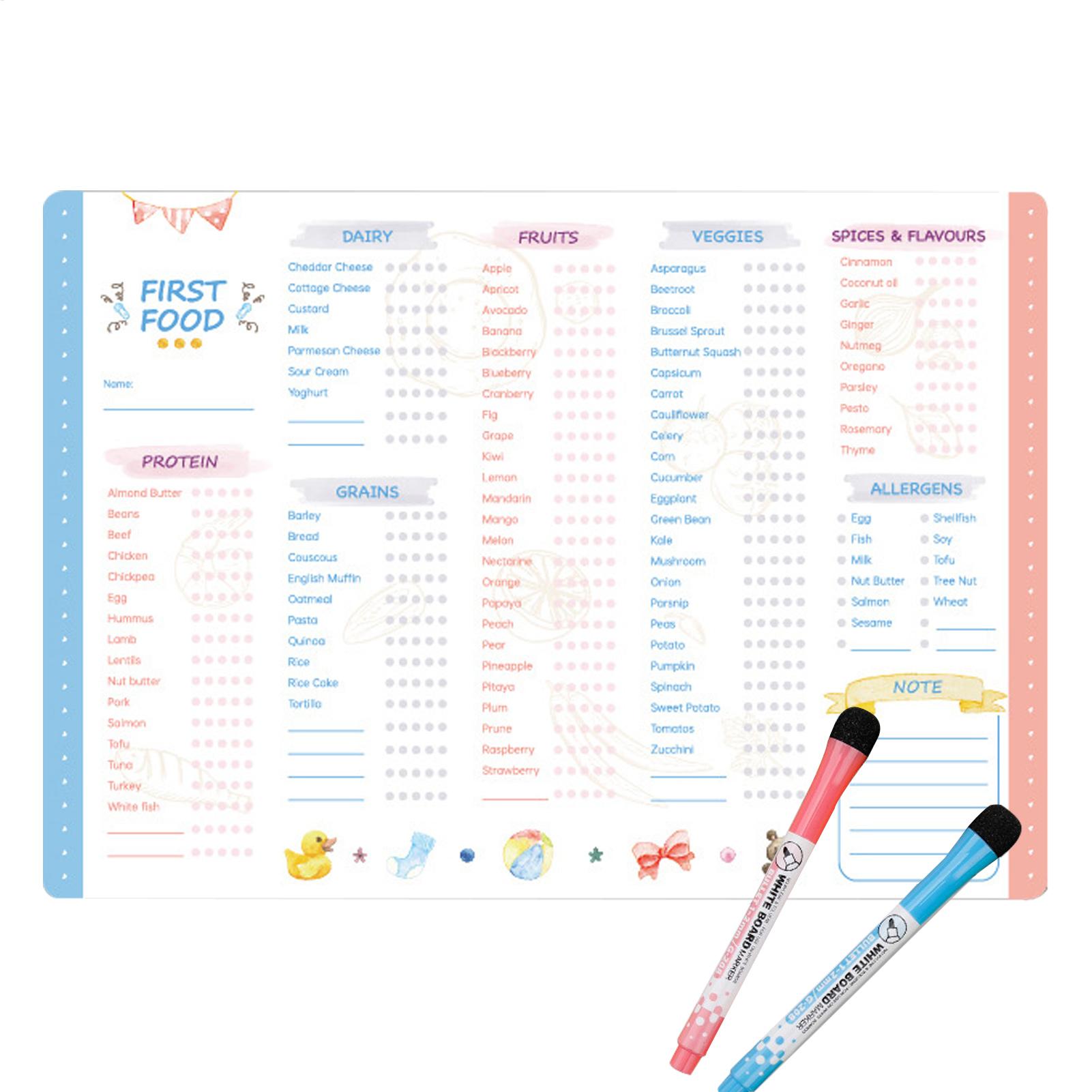Baby Food Chart - Quadro Magnético de Primeiros Alimentos para