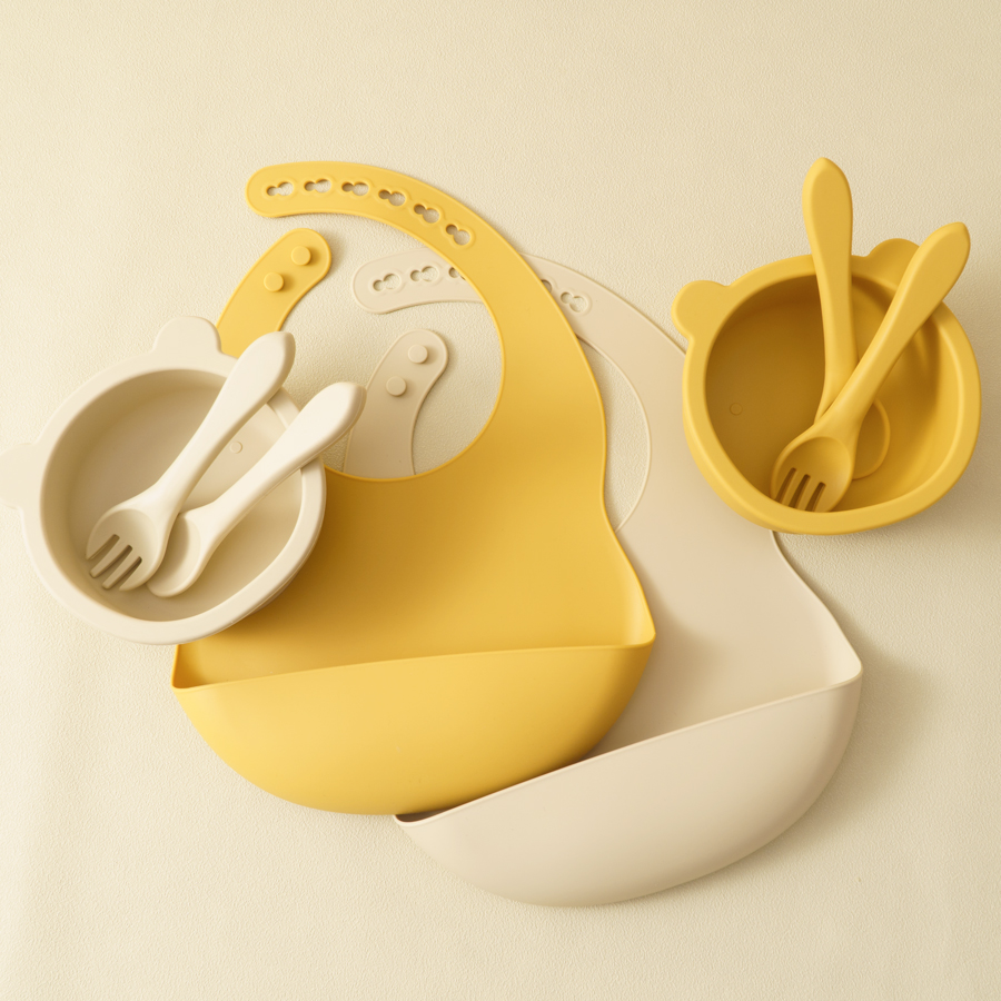 Baby Food Utensils - Louça de silicone infantil, conjunto de
