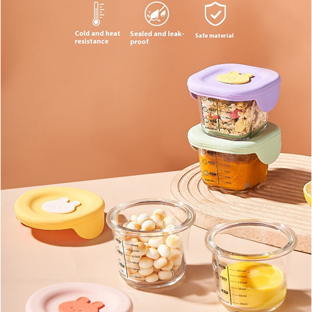 Baby Food Glass Containers - Pacote com 4 Frascos de Vidro