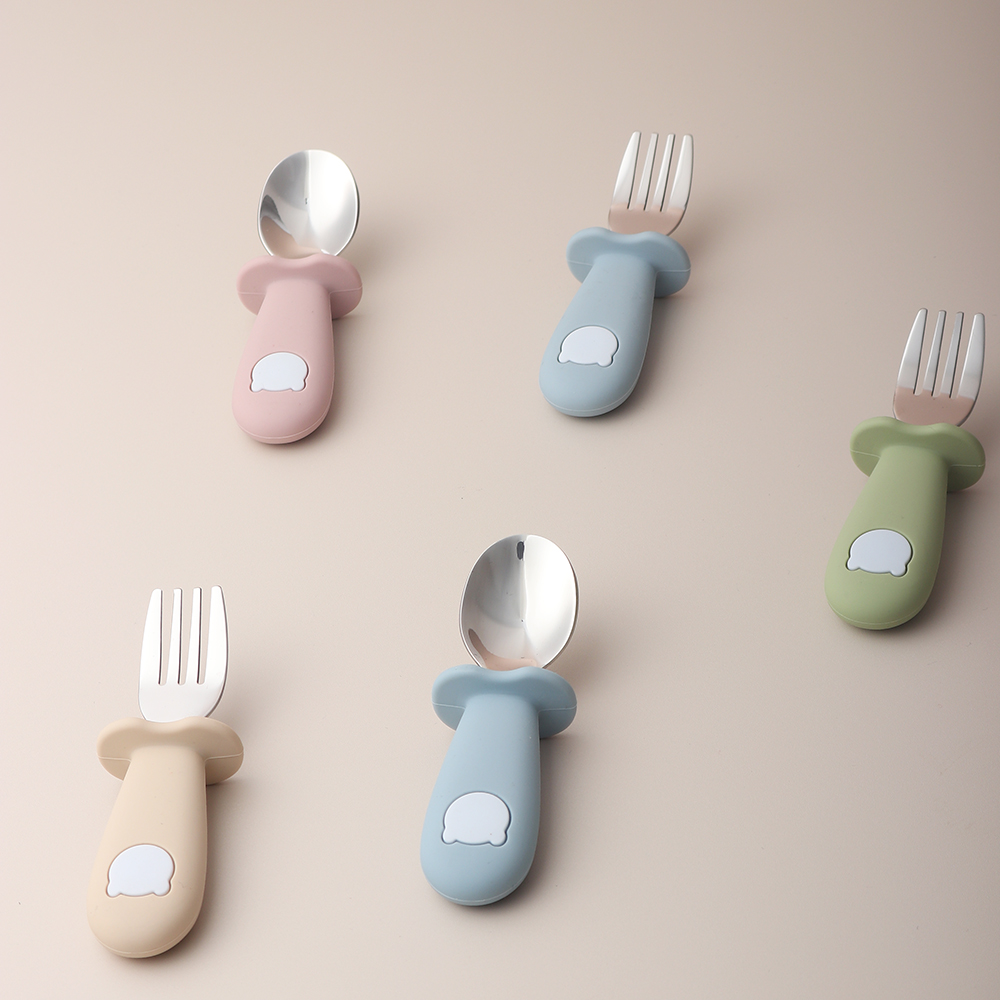 Colher e Garfo de Silicone em  - Baby Food Utensils avaliação e preço