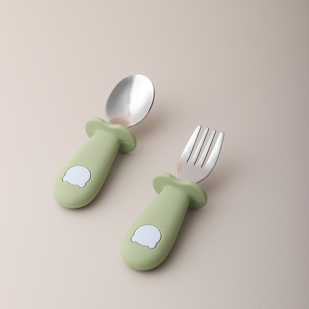 Colher e Garfo de Silicone em  - Baby Food Utensils avaliação e preço