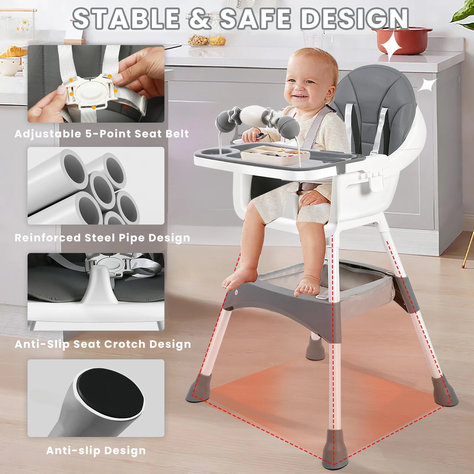 Cadeira Alta Ajustável para Be - Baby Food Chart avaliação e preço